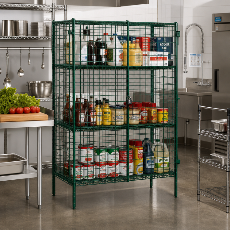 Product image #2 for Metro Super Erecta Stationary Security Cage with Metroseal 3 Epoxy-Coated Green Finish, 62-1/2 x 27-1/4 x 66-13/16 Inches