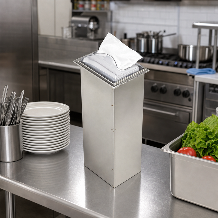 Product image #2 for San Jamar Classic In-Counter Interfold Napkin Dispenser, 450+ Capacity, Clear Faceplate, Stainless Steel Body