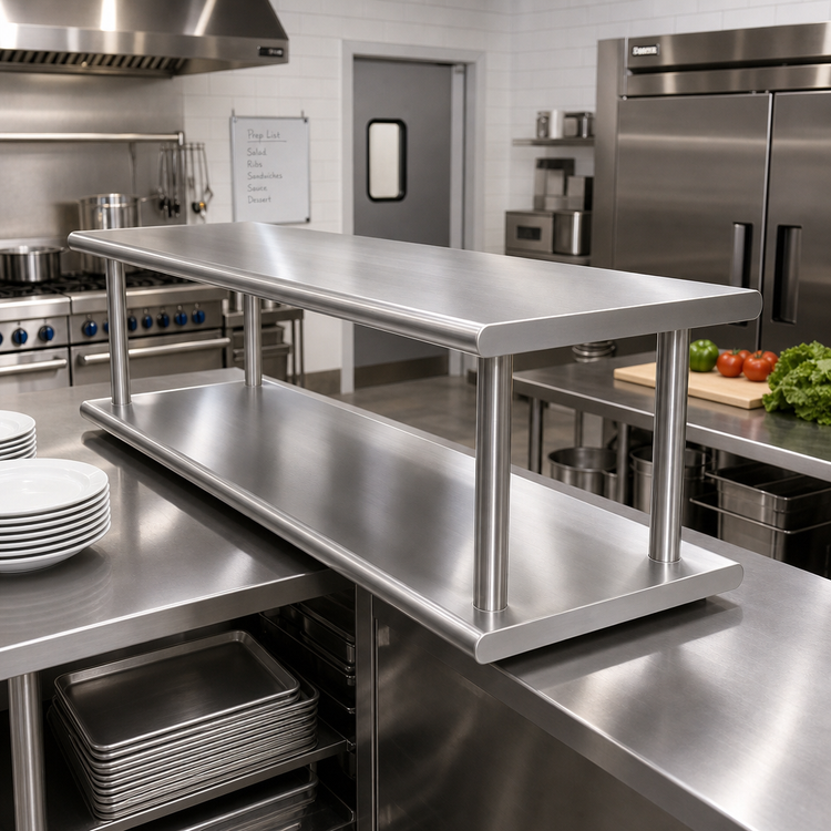 Product image #2 for Advance Tabco Double-Tier Pass-Thru Shelf, 72 x 24 Inches, 18/430 Stainless Steel
