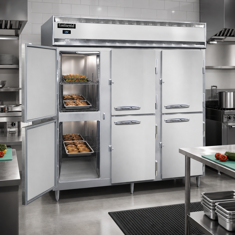 Product image #2 for Continental Refrigerator Designer Line DL3WE-PT-HD Three-Section Extra Wide Pass-Thru Heated Holding Cabinet
