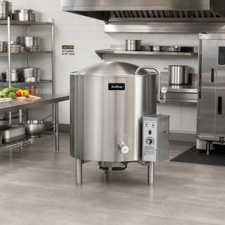 Product image #2 for AccuTemp Edge Series 100 Gallon Self-Contained Gas Stationary Kettle with Full Jacket and 304 Stainless Steel Liner