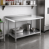 Thumbnail image #2 for Steel Works Stainless 72 Inch x 18 Inch Stainless Steel Work Table with 2 Inch Backsplash and Undershelf