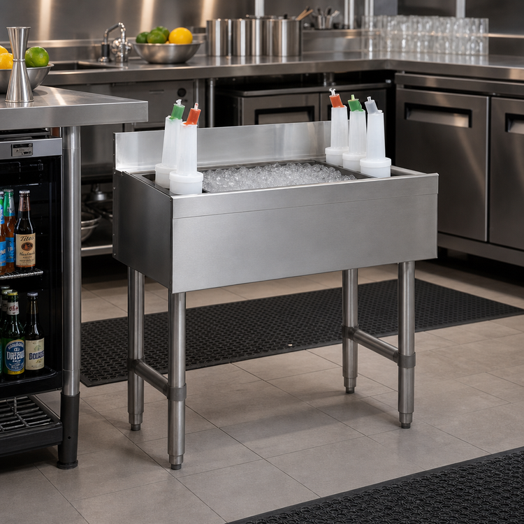 Product image #2 for Advance Tabco Underbar Basics 36-Inch Stainless Steel Cocktail Unit with 12-Inch Deep Ice Bin