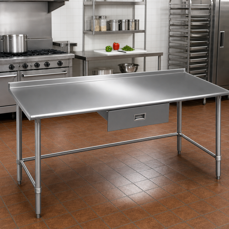 Product image #2 for Eagle Group Budget Series 84-Inch x 30-Inch Stainless Steel Work Table with 1-1/2-Inch Rear Up-Turn