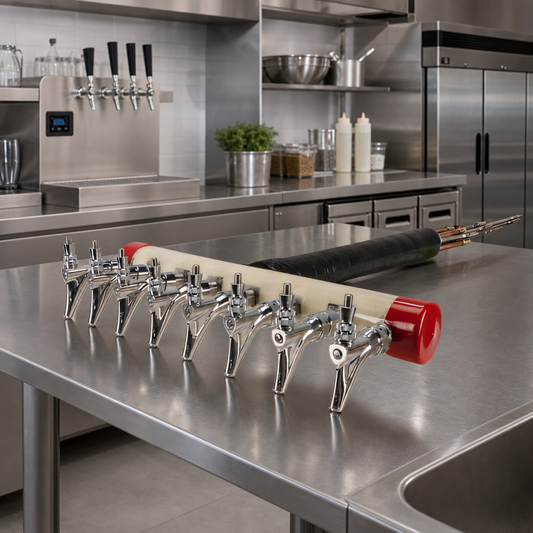 Product image #2 for Kool-Rite 8-Faucet Glycol-Cooled Draft Tower Insert Module with Long Shanks