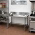 Thumbnail image #2 for Advance Tabco Special Value 60-Inch x 24-Inch 16 Gauge 430 Stainless Steel Open Base Work Table with 5-Inch Backsplash
