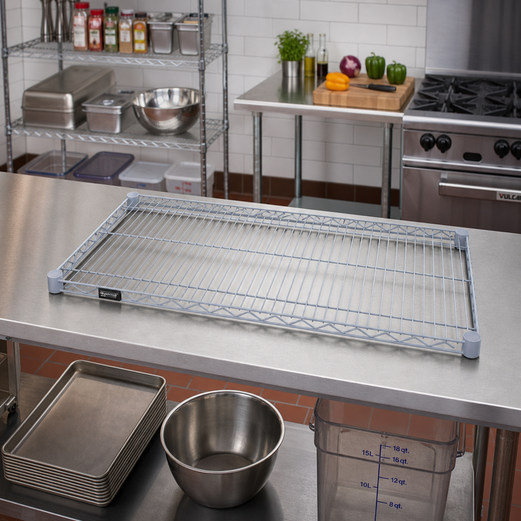 Product image #2 for Quantum 48"W x 30"D Gray Epoxy Antimicrobial Wire Shelf