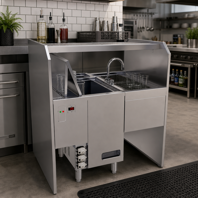 Product image #2 for Glastender Disassembly Style Pass-Thru Cocktail Station with Integrated Glasswasher, Leftward Workflow, 42 x 32 Inches
