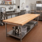 Thumbnail image #2 for John Boos BKSC04O Wood Bakers' Table Top, Northern Hard Rock Maple, Edge Grain Flat Top, 108 x 36 x 2-1/4 Inches, Penetrating Oil Finish