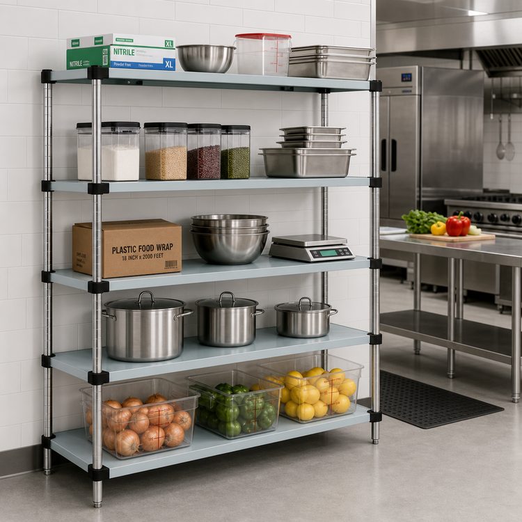 Product image #2 for Quantum Stationary 5-Shelf Solid Stainless Steel Shelving Starter Kit, 72 Inch W x 21 Inch D x 54 Inch H