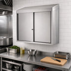 Thumbnail image #3 for Klinger's Trading WC1548-SLIDING 48-Inch Wall-Mounted Stainless Steel Storage Cabinet with 2 Sliding Doors