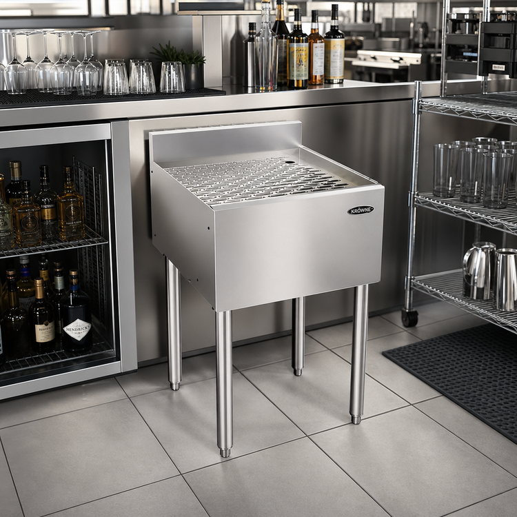 Product image #2 for Krowne Silver Series 18-Inch Freestanding Underbar Stainless Steel Drainboard