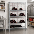 Thumbnail image #2 for Metro Super Erecta WB257C Bulk Storage Wine Shelving Rack, 48"W x 14"D x 74-3/4"H, 16-Case Capacity, Chrome Wire