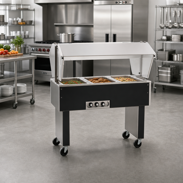 Product image #2 for Eagle Group Service Mate Deluxe Portable Buffet Hot Food Table, 3-Well, 48-Inch, 120V