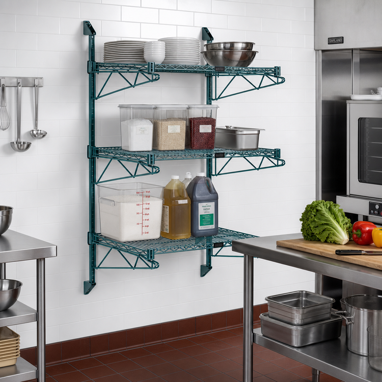 Product image #2 for Quantum 3-Shelf Wall-Mount Cantilever Wire Shelf Starter Unit