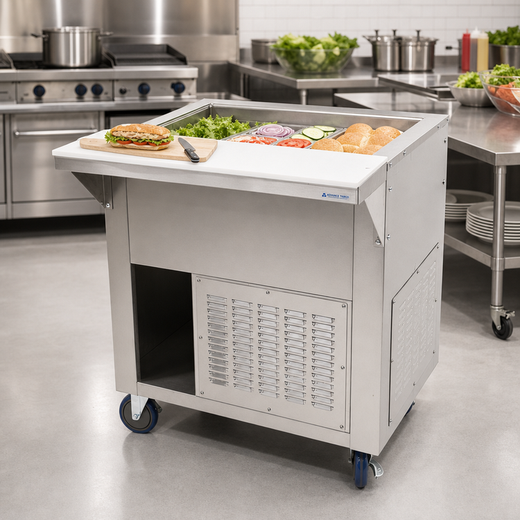 Product image #2 for Advance Tabco 2-Pan Refrigerated Cold Pan Table with Enclosed Base and Cutting Board