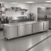 Thumbnail image #2 for John Boos Enclosed Stainless Steel Work Table with Cabinet Base and 3 Hinged Door Sets, 132 x 36 Inches