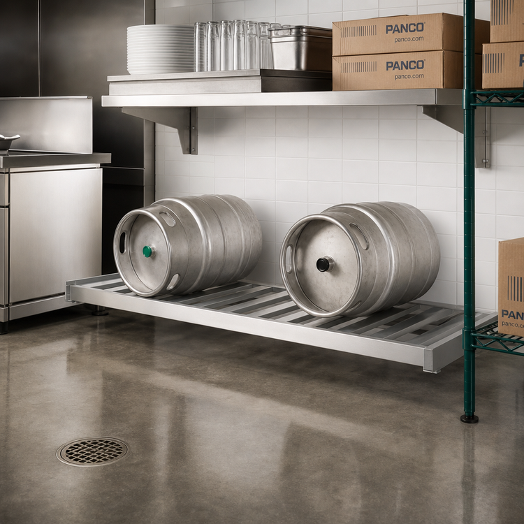 Product image #2 for Panco Beer Keg Rack Shelf, 93-Inch W x 18-Inch D, Holds 2 Kegs, Extruded Aluminum