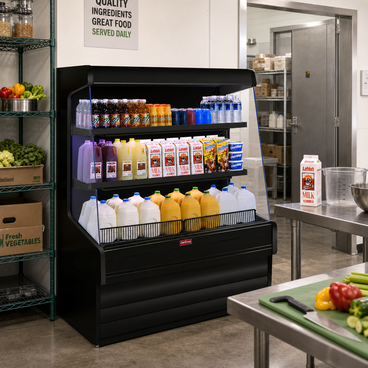Product image #2 for Howard-McCray Ovation Series Dairy Open Merchandiser, 51-Inch Wide x 60-Inch High, 2-Tier LED Shelves, Remote Refrigeration, Black