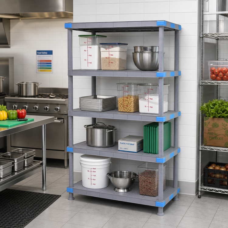 Product image #2 for Millenia Stationary 4-Shelf Solid Polymer Starter Shelving Unit, 36 x 21 x 74 Inches, Gray