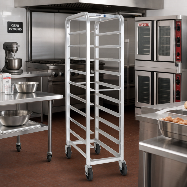 Product image #3 for Channel Lifetime Tough Extra Heavy-Duty Aluminum End-Load Platter Rack with 5-Inch Swivel Stem Casters