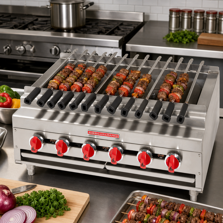 Product image #3 for American Range ARKB-24 24-Inch Gas Countertop Kebob Broiler with 4 Individually Controlled Burners