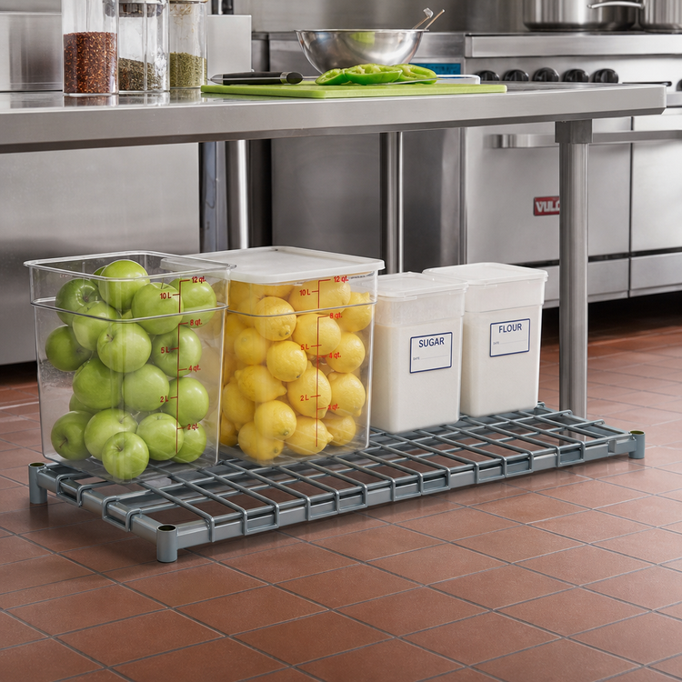 Product image #2 for Quantum 36" x 18" Dunnage Shelf with Removable Wire Top Mat, Gray Epoxy Antimicrobial Finish, 1500 lb. Capacity