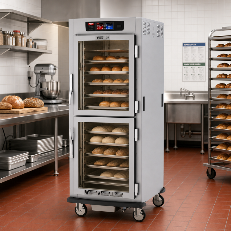Product image #2 for Metro C5 9 Series Full-Height Pass-Thru Controlled Humidity Heated Holding and Proofing Cabinet with Solid & Glass Dutch Doors, 17 Pan Capacity, 120V