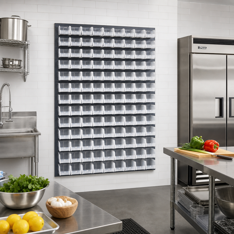 Product image #2 for Wall-Mounted Louvered Panel Starter Unit with 120 Clear Bins