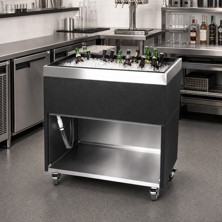 Product image #2 for Glastender MIB-36 Mobile Ice-Cooled Beer Bin, 36"W x 24"D x 30"H, Open Front, Stainless Steel