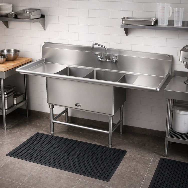 Product image #2 for John Boos Pro-Bowl 2-Compartment Stainless Steel Sink with Left and Right Drainboards, 83-1/4 Inch Overall