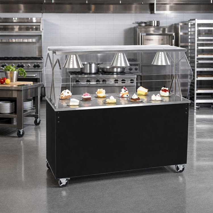 Product image #2 for Vollrath 2-Series Affordable Portable 46-Inch Mobile Utility Station with Stainless Steel Seamless Top and Buffet Breath Guard