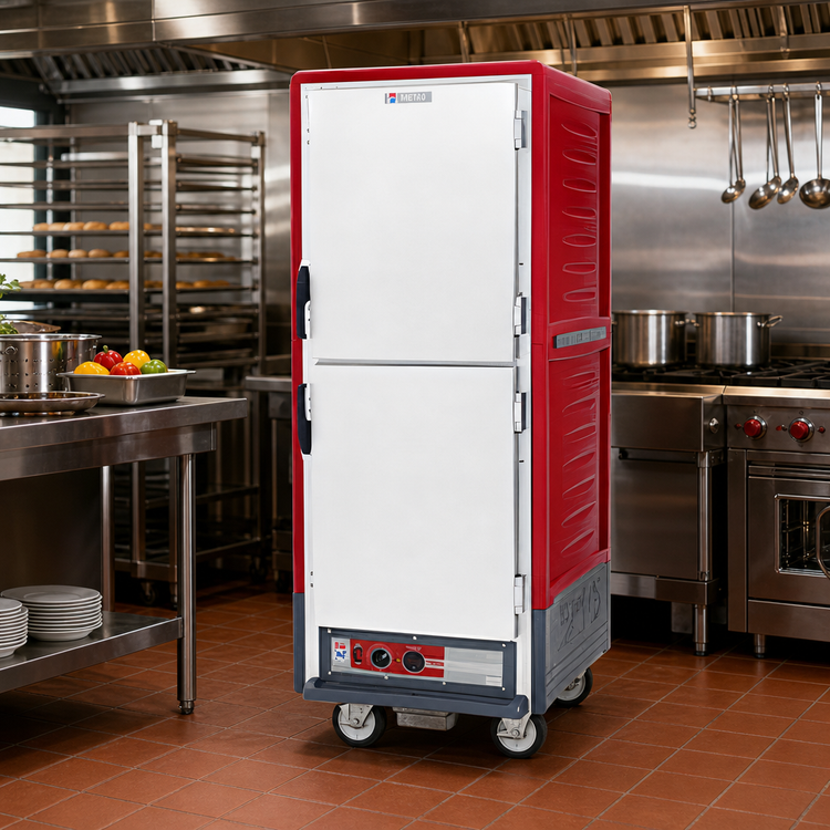 Product image #2 for Metro C5 3 Series Full-Height Heated Holding Cabinet with Red Insulation Armour, Dutch Insulated Aluminum Doors, and Universal Wire Slides