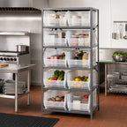 Thumbnail image #2 for Quantum 2475-954CL Heavy-Duty Stationary Wire Shelving Unit, 8 Shelves, 10 Clear Bins, 24 x 36 x 75 in., 400 lb. per Shelf