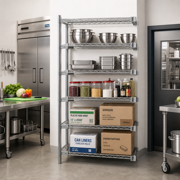 Product image #2 for EAGLEbrite 5-Tier Add-On Wire Shelving Unit with QuadTruss Design, 36W x 18D x 86H, Zinc Finish