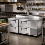 Thumbnail image #2 for True Mfg. - General Foodservice TWT-67D-4-HC 2-Section Deep Worktop Refrigerator with 4 Drawers, Stainless Steel, Self-Contained R290