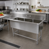 Thumbnail image #2 for John Boos Pro-Bowl 3-Compartment Sink with Left Drainboard, 14-Gauge Stainless Steel, 82-3/16