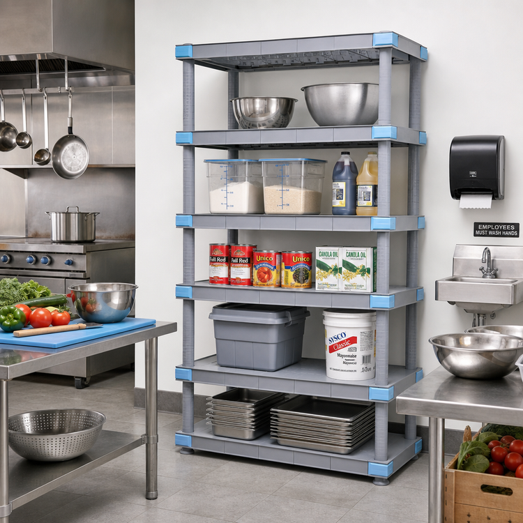 Product image #2 for Quantum Millenia 5-Shelf Gray Polymer Shelving Unit, 72-Inch W x 24-Inch D x 74-Inch H