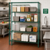 Thumbnail image #2 for Quantum Stationary 4-Shelf Wire Shelving Starter Kit, 48 x 36 x 74 Inches, Green Epoxy Antimicrobial Finish