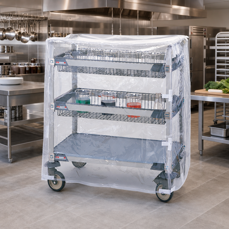 Product image #2 for MetroMax i Clear Vinyl Banquet Cart Cover with Velcro Fastener, 36"W x 62"H