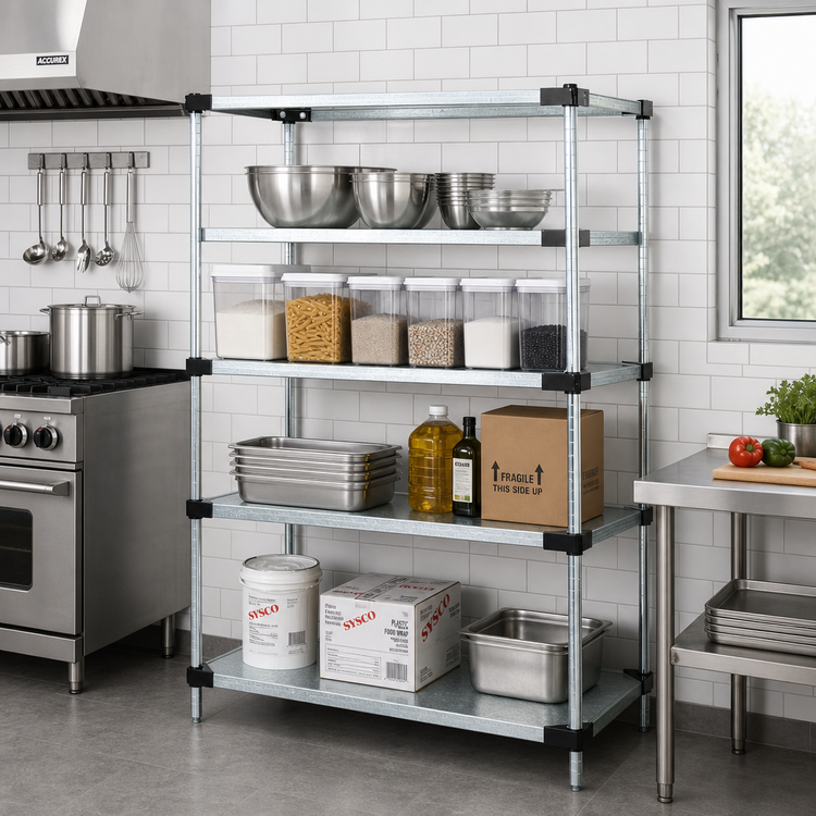 Product image #2 for Quantum Solid Shelving Starter Kit, 54W x 21D x 74H, 4-Shelf Stationary Unit