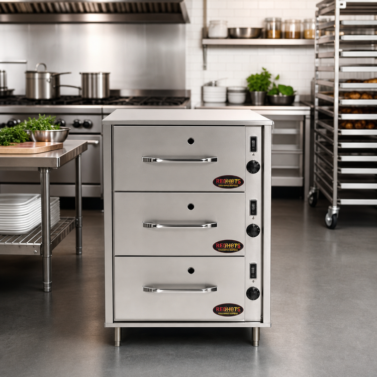 Product image #2 for RedHots DWW-3-120 3-Drawer Freestanding Heated Warming Drawer