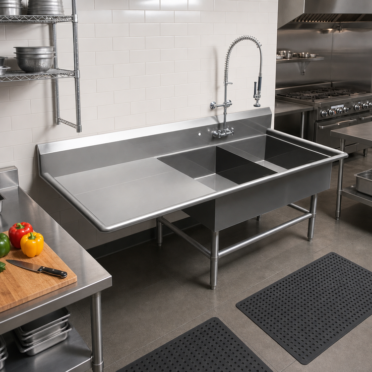 Product image #2 for John Boos Pro-Bowl 2-Compartment Stainless Steel Sink with Left Drainboard and Legs
