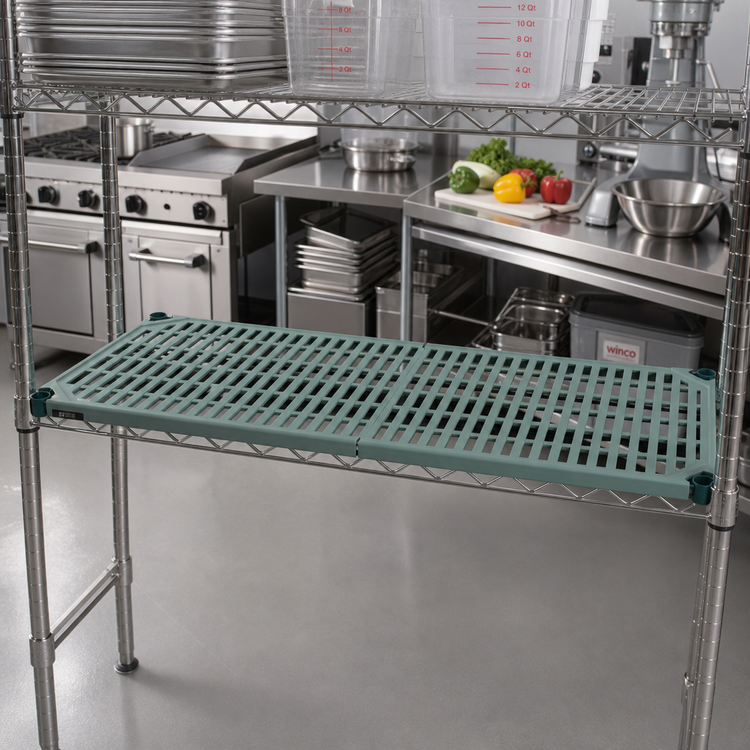 Product image #2 for 72 Inch x 18 Inch Polymer Shelf Mat for Wire Shelves, Green Epoxy Frame