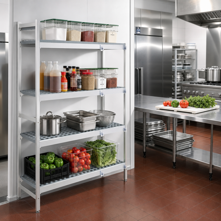 Product image #2 for Fermostock 4-Tier Corner Expansion Polymer Shelving Unit, 71-Inch H x 38-Inch W x 14-Inch D