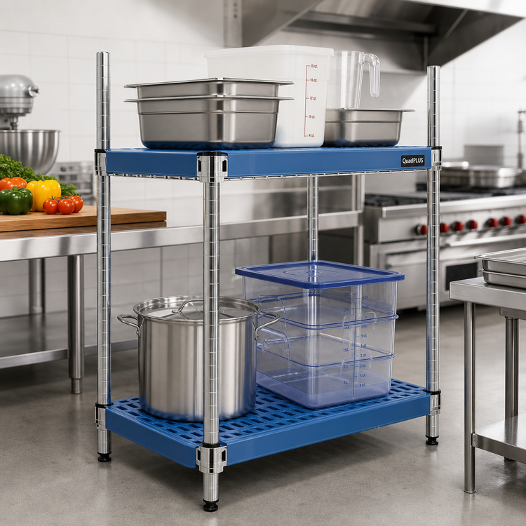 Product image #2 for QuadPlus Solid Polymer Shelf Mat with Chrome QuadTruss Frame, 54 x 21 Inch, Blue