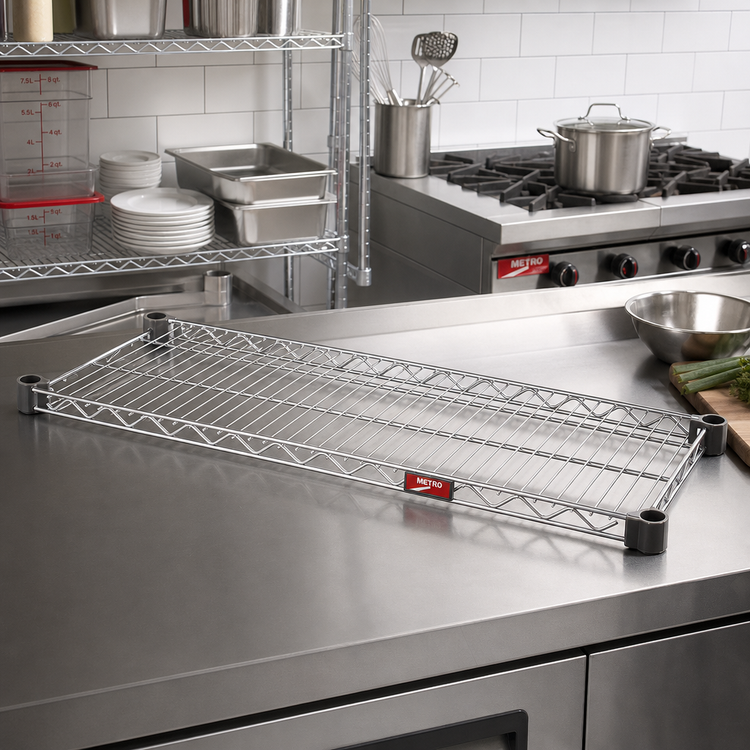 Product image #2 for Quad-Adjust Stainless Steel Wire Shelf, 48 x 14 Inches