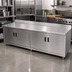 Thumbnail image #2 for Advance Tabco Special Value Series 108-Inch Enclosed Work Table with Cabinet Base, Mid-Shelf, Hinged Doors, 16 Gauge 304 Stainless Steel Top, and 5-Inch Backsplash