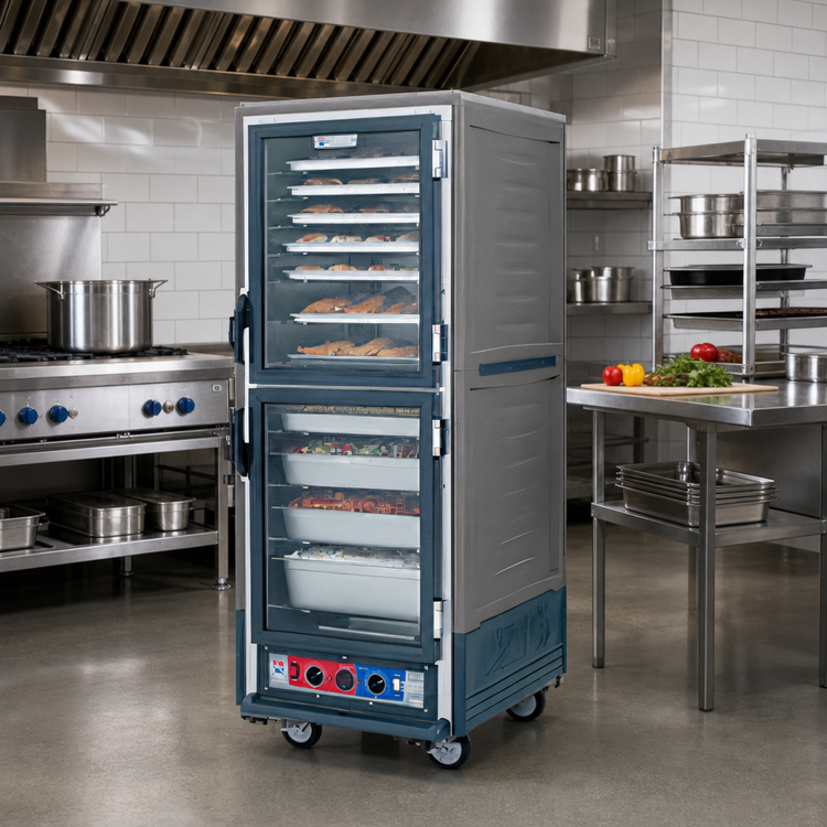 Product image #2 for Metro C5 3 Series Mobile Full-Height Lower-Wattage Heated Holding Cabinet with Dutch Clear Doors and Gray Insulation Armour