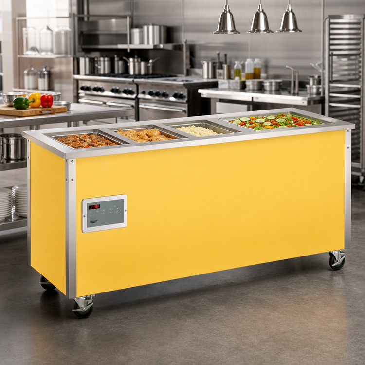 Product image #2 for Vollrath 4-Series Signature Server Stainless Steel Modular Hot/Cold Food Station, 74 Inch, with 3 Hot Wells and Refrigerated Cold Pan